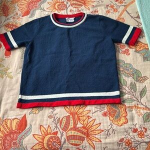 Blue and Red Jersey with Athletic Stripes